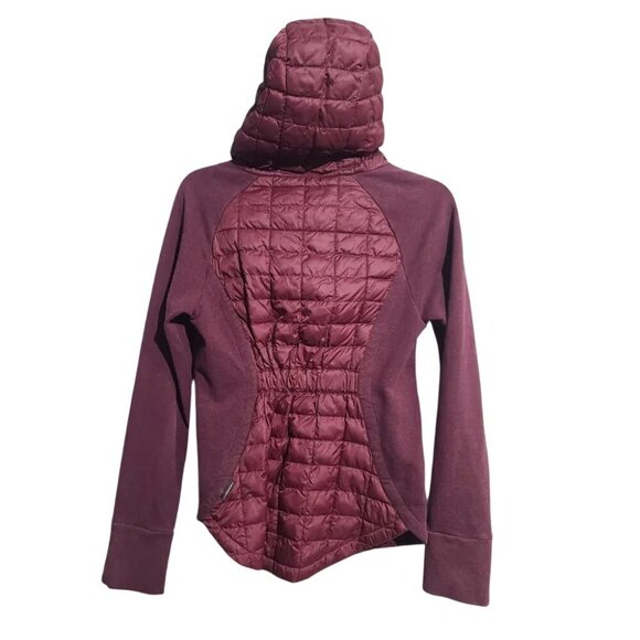 The North Face Endeavor ThermoBall Jacket Hybrid Quilted Hoodie Womens XS Maroon - Picture 3 of 9